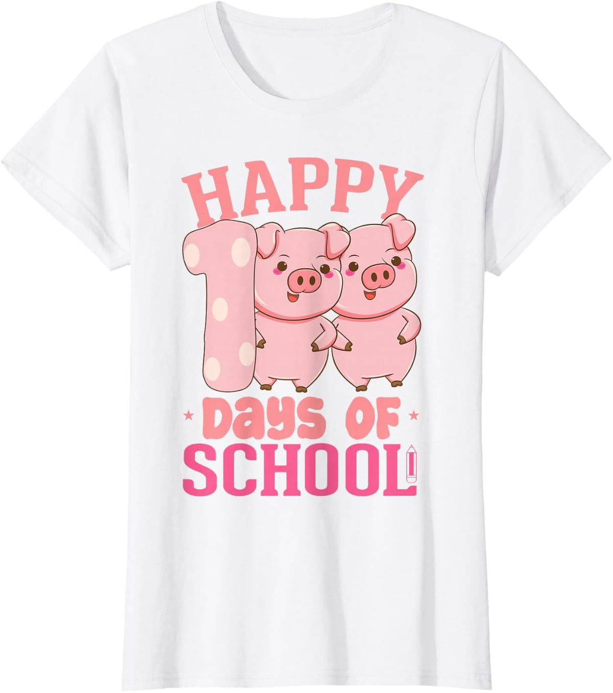 Happy 100th Day of School Pig Lover Teachers Students T-Shirt - White