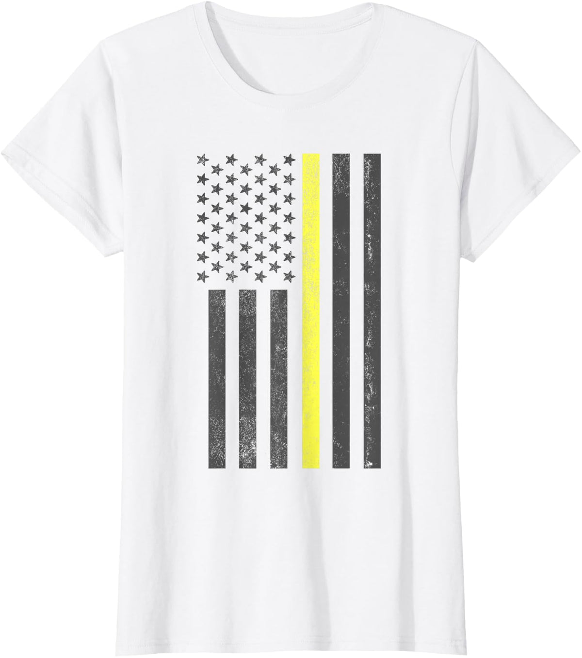 Thin Yellow Line 911 Police Dispatcher USA Flag T-Shirt - White