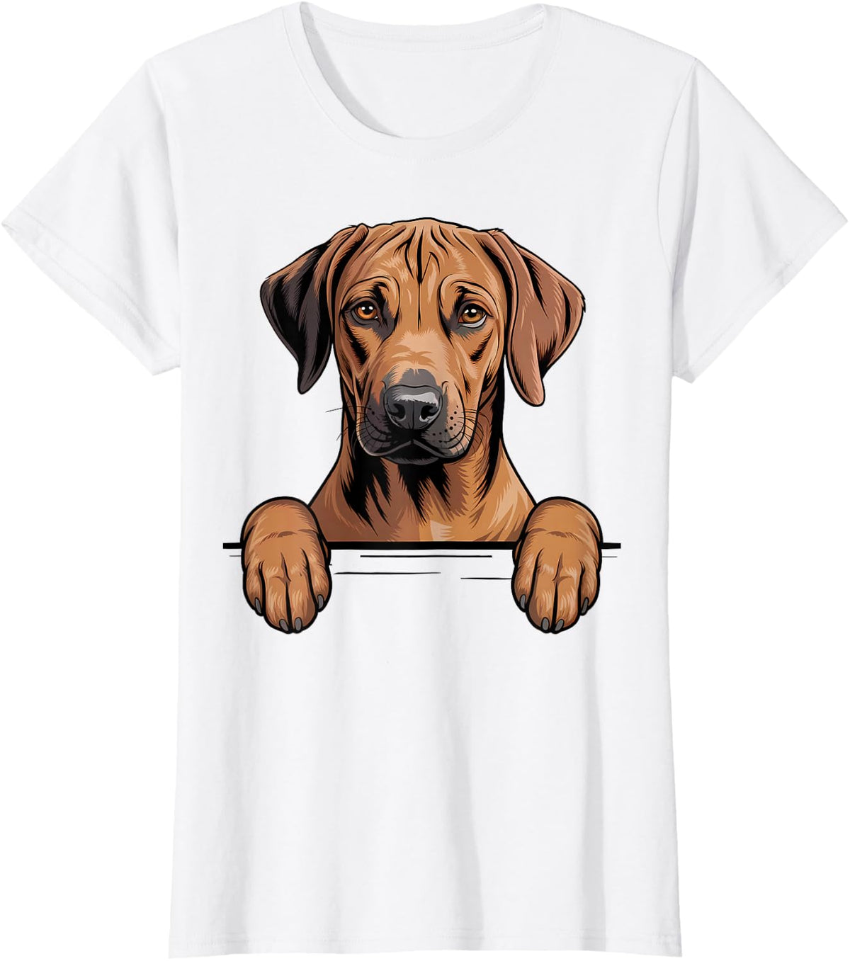 Rhodesian Ridgeback Funny Peeking Pocket Dog Tees T Shirts for Dog Lovers Men Women - White