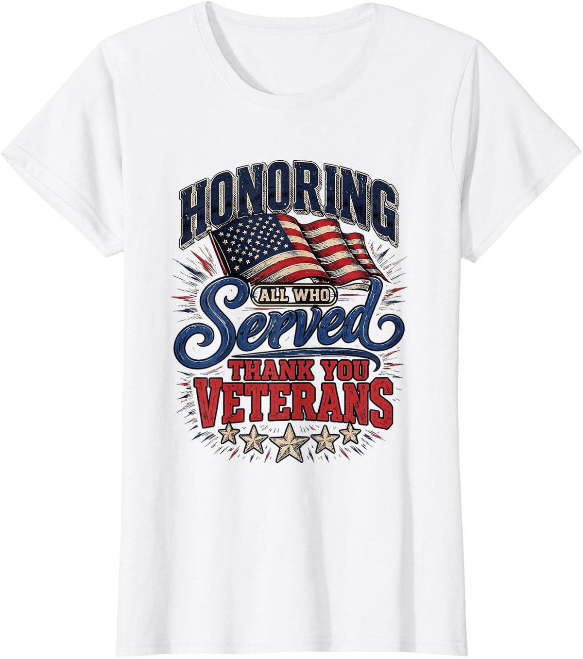 Honoring All Who Served Thank You Veterans T-Shirt - White