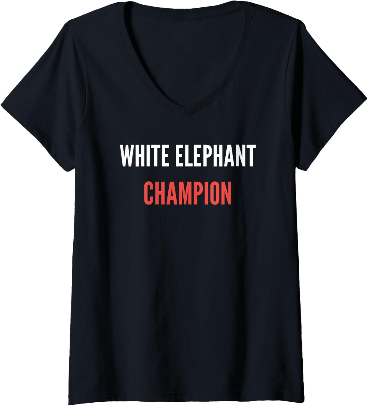 Women's White Elephant Champion Funny Gift Exchange Winner V-Neck T-Shirt - Black