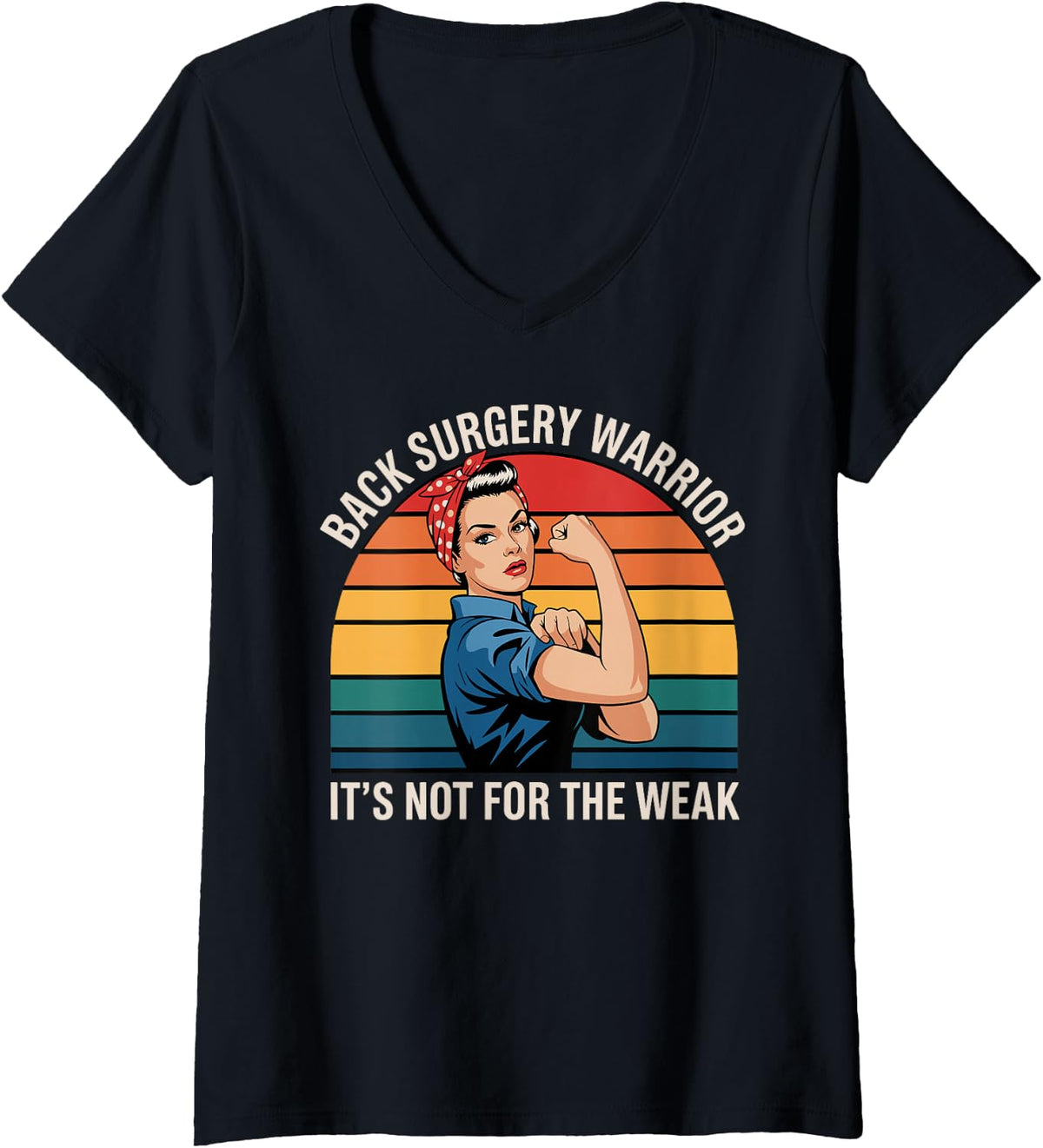 Women's Back Surgery Design for Men Women Post Back Surgery Recovery V-Neck T-Shirt - Black