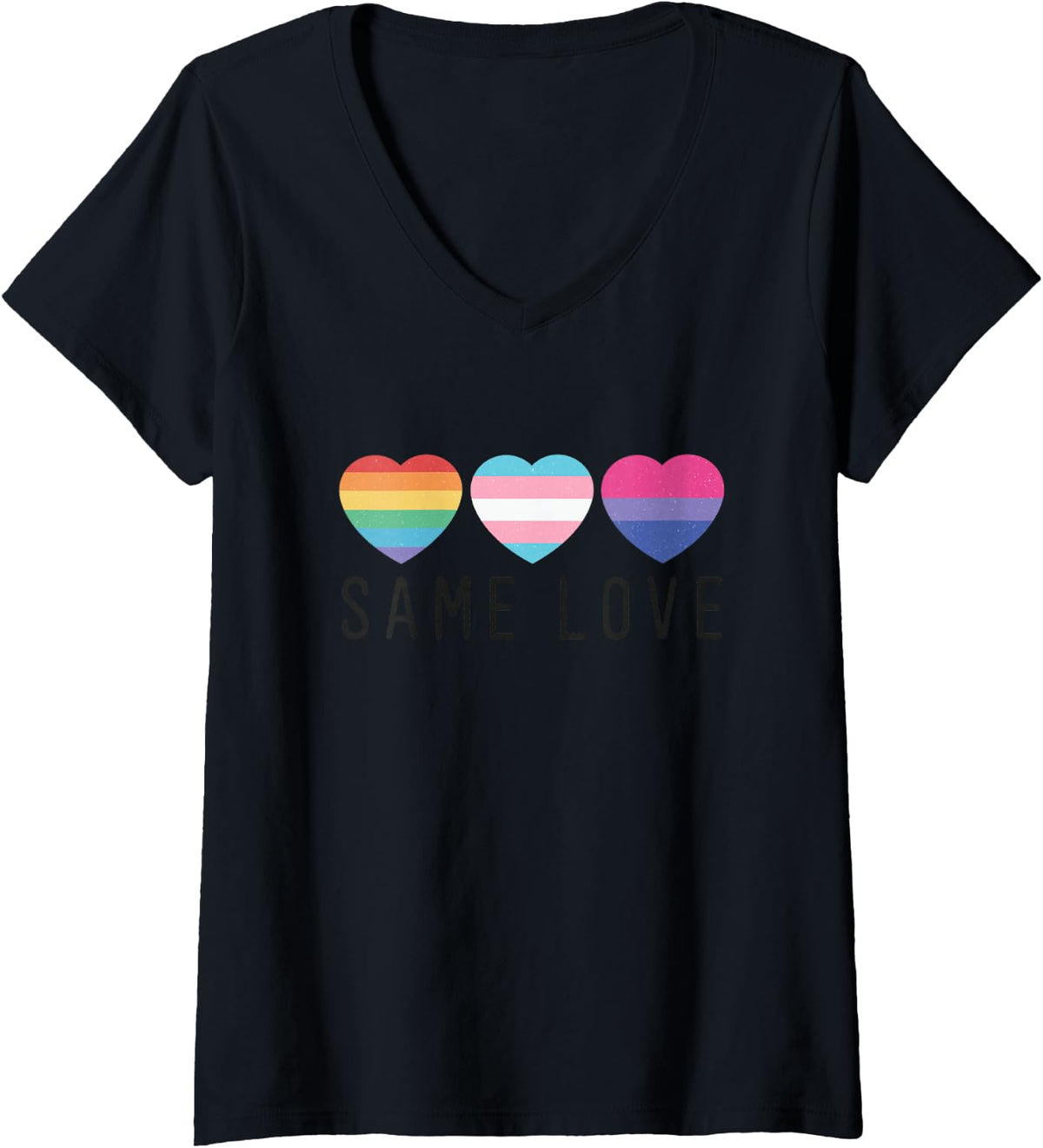 Women's LGBT Pride Month Same Love V-Neck T-Shirt - Black