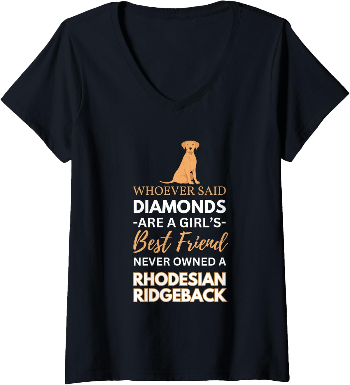 Women's Rhodesian Ridgeback Friend V-Neck T-Shirt - Black