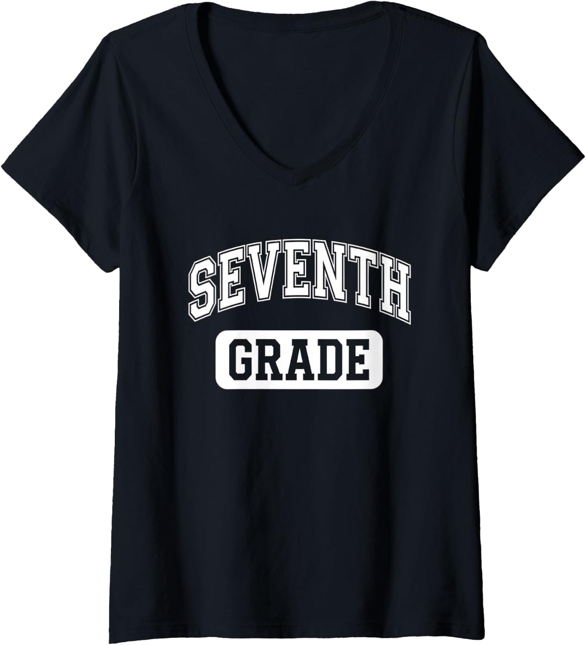 Women's Seventh Grade Back to School Student Teacher Varsity V-Neck T-Shirt - Black