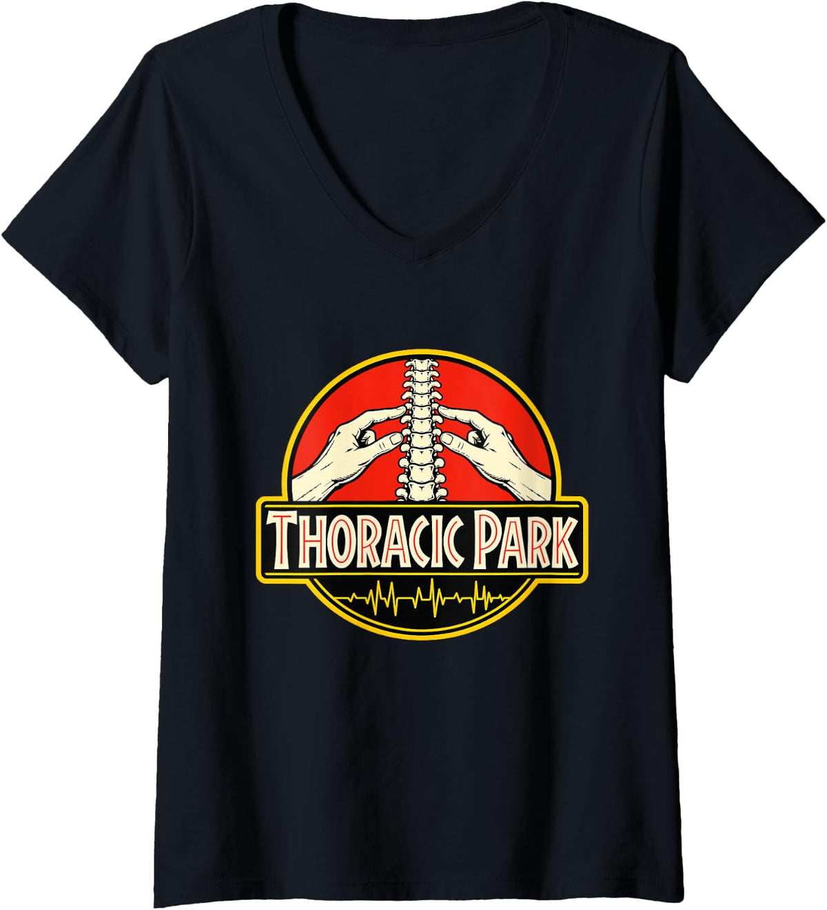 Women's Thoracic Park - Chiropractor Humor Chiro Student V-Neck T-Shirt - Black