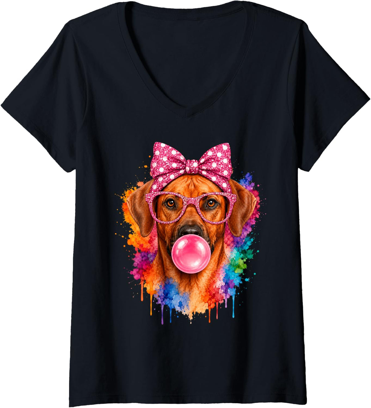 Women's Rhodesian Ridgeback Women Funny Rhodesian Ridgeback V-Neck T-Shirt - Black