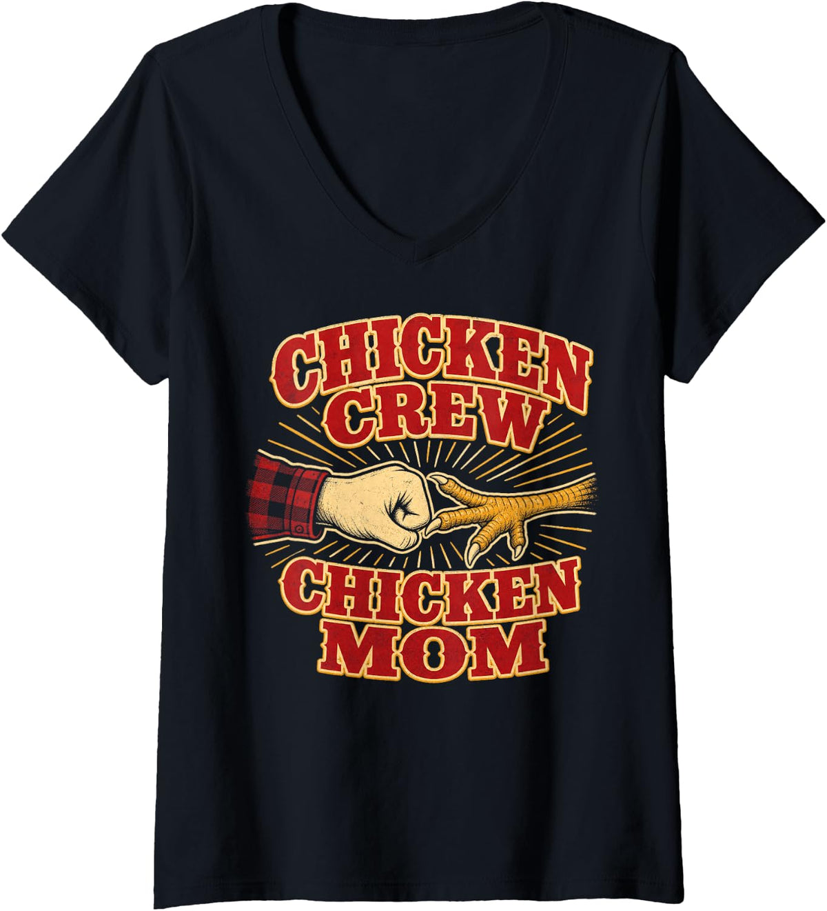 Women's Chicken Crew Backyard Poultry V-Neck T-Shirt - Black