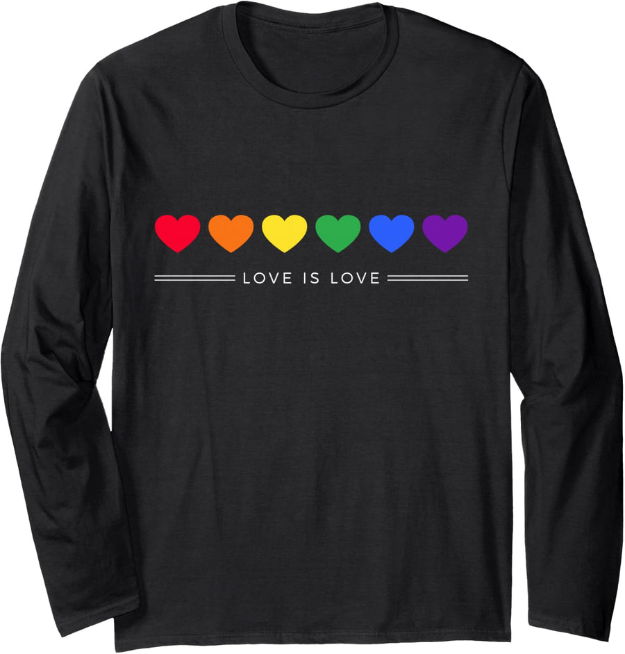 LGBT: Happy Pride Month - Love is Love - LGBTQ+ Long Sleeve T-Shirt - Adult Unisex Black