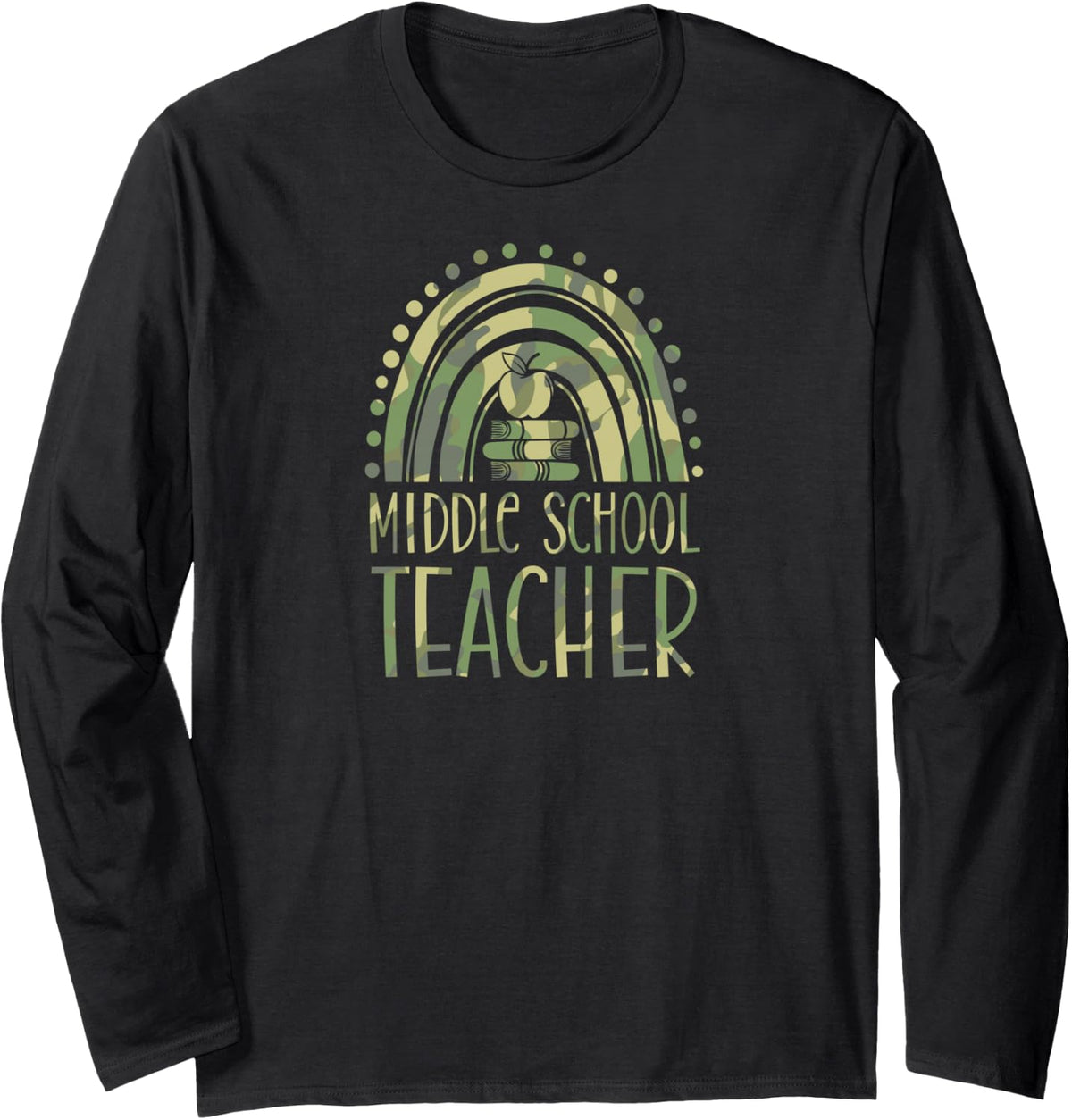 Middle School Teacher Bohemian Rainbow Wholesome Aesthetic Long Sleeve T-Shirt - Adult Unisex Black