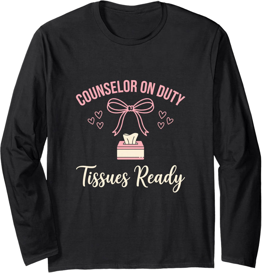 School Counselor on Duty Guidance Office Staff Long Sleeve T-Shirt - Adult Unisex Black