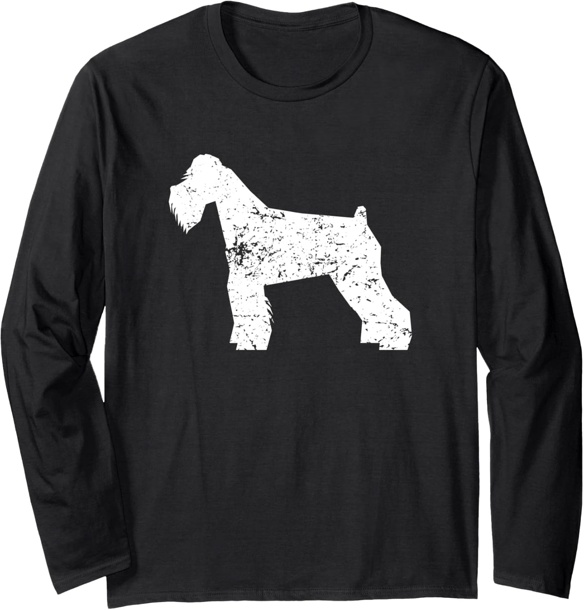 Distressed Schnauzer Silhouette Dog Owner Long Sleeve T-Shirt - Adult Unisex Black