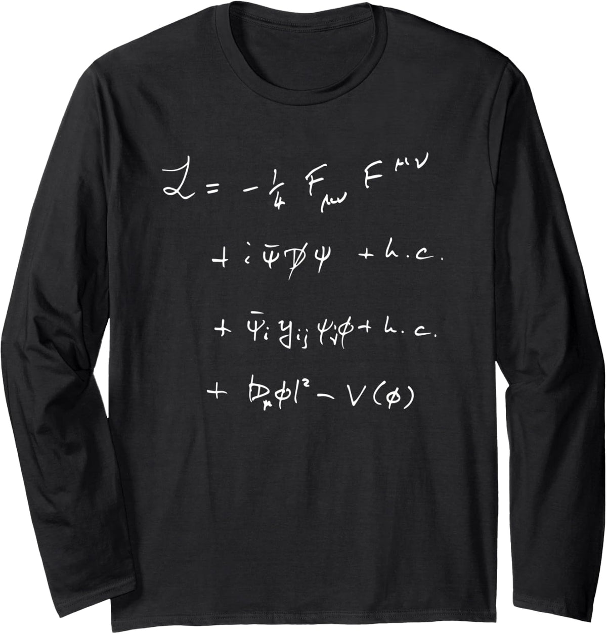 Physics Subject Standard Model Lagrangian Science Teacher Long Sleeve T-Shirt - Adult Unisex Black