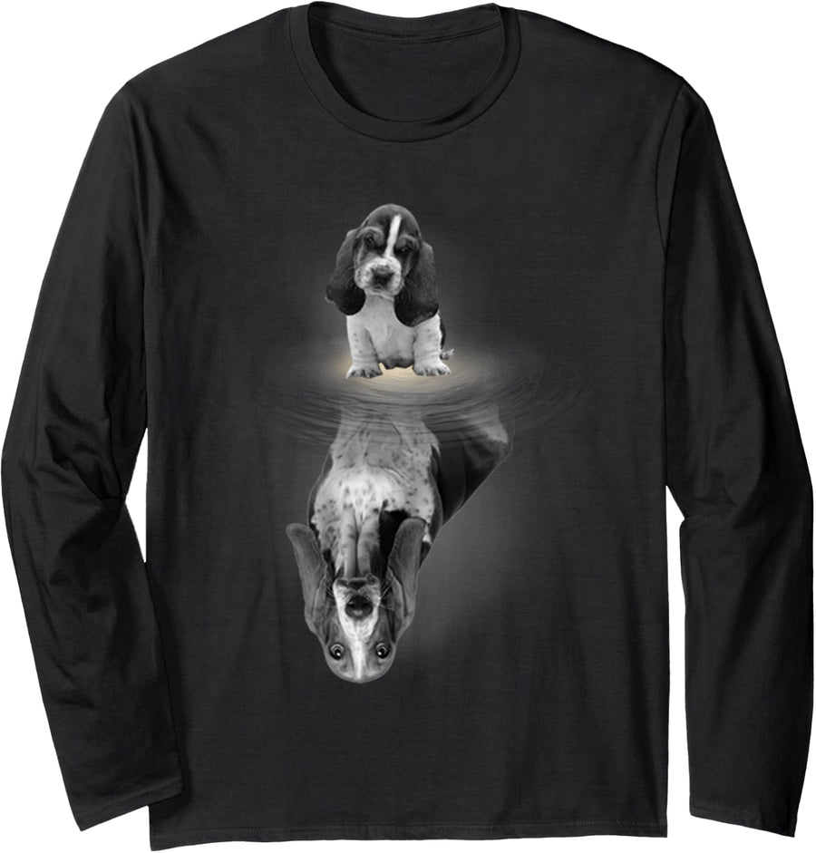 Basset Hound Shirts Little And Big Bassets Long Sleeve T-Shirt - Adult Unisex Black