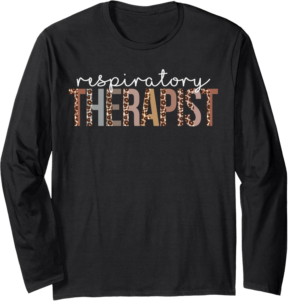 Leopard Respiratory Therapist healthcare workers Long Sleeve T-Shirt - Adult Unisex Black