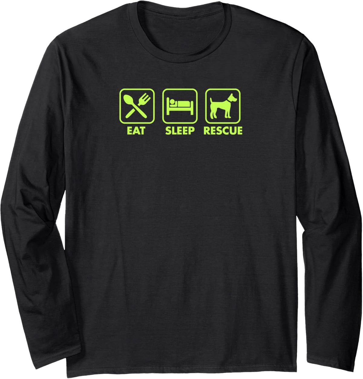Eat Sleep Rescue Foster Dog Icons Long Sleeve T-Shirt - Adult Unisex Black