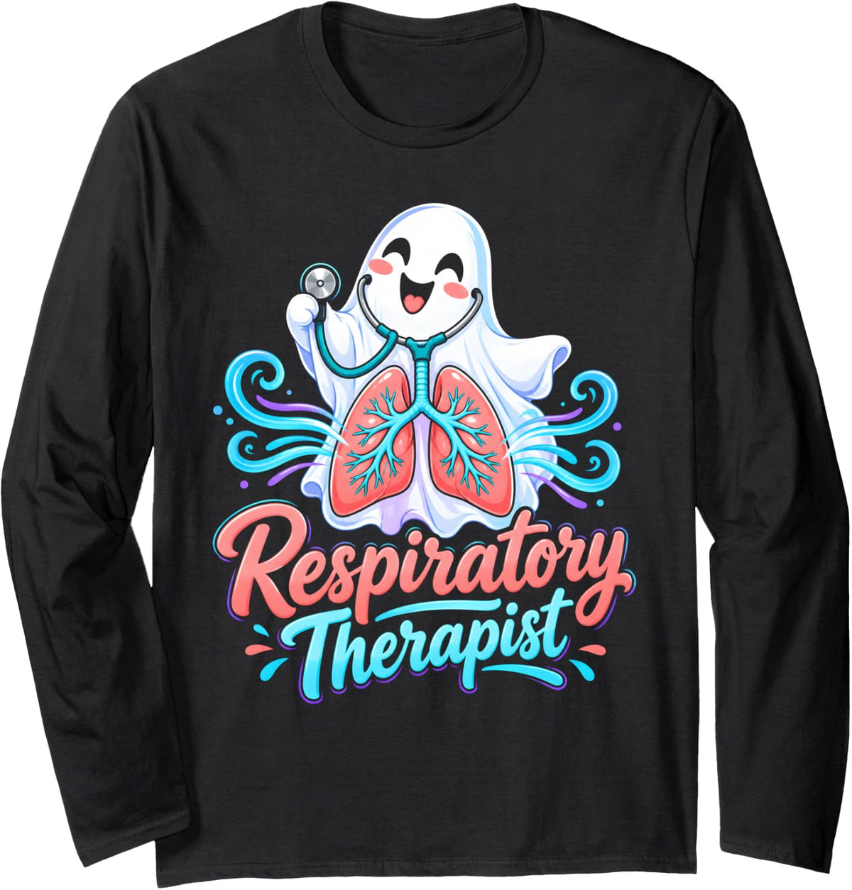 Respiratory Therapist Long Sleeve T-Shirt - Adult Unisex Black