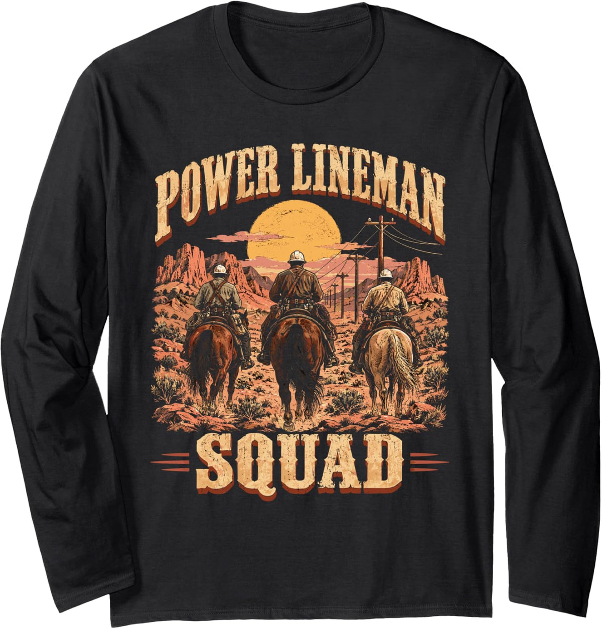 Power Lineman Squad Long Sleeve T-Shirt - Adult Unisex Black
