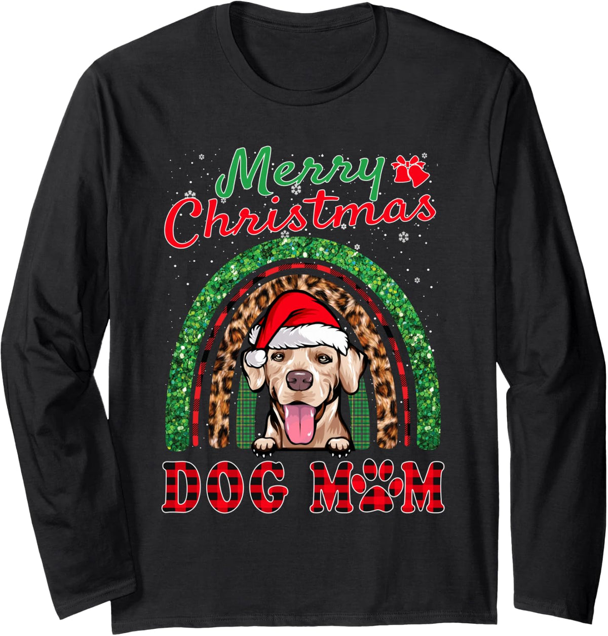 Rhodesian Ridgeback Christmas Santa Dog Mom Rainbow Xmas Long Sleeve T-Shirt - Adult Unisex Black