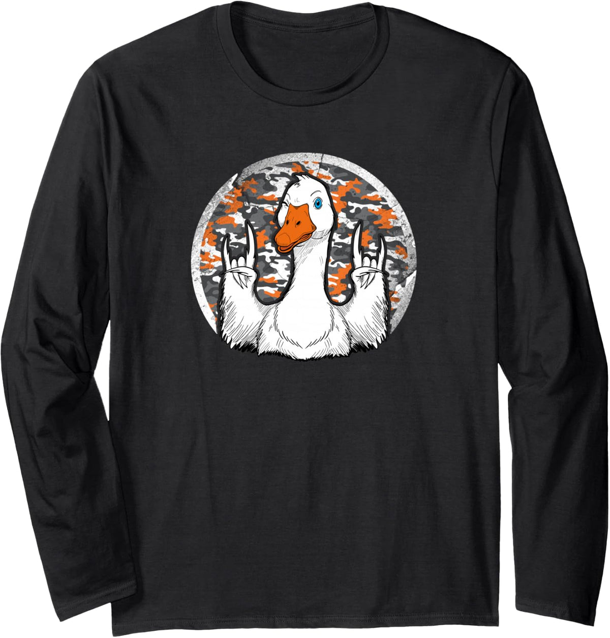Early Geese Season Goose Hunting Camo Long Sleeve T-Shirt - Adult Unisex Black