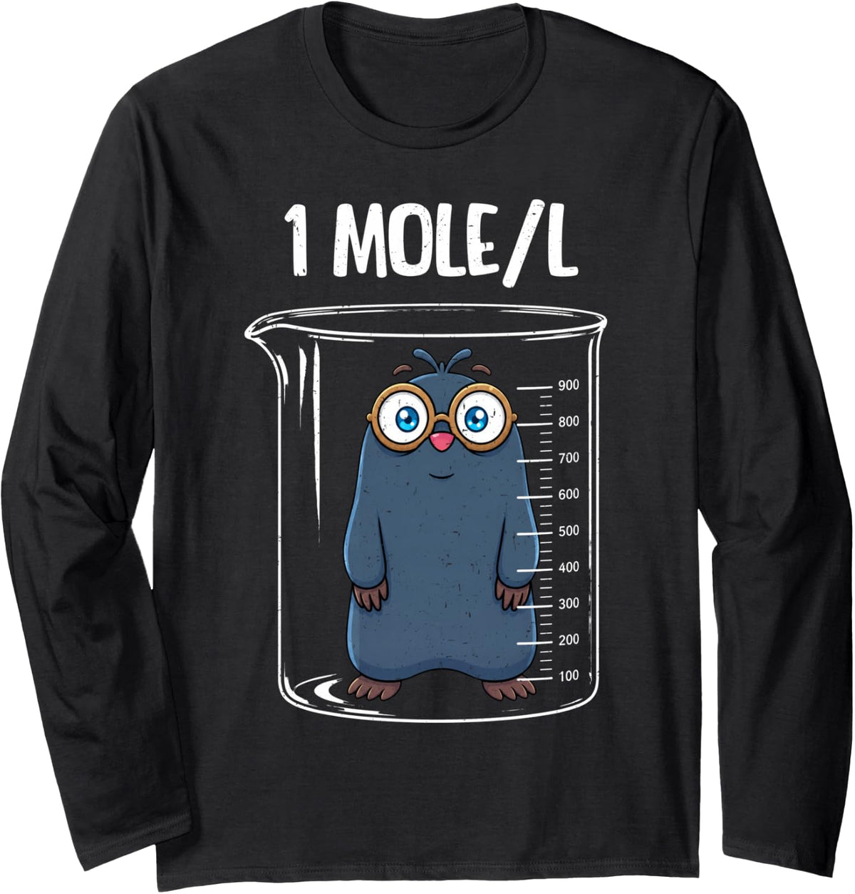 1 Mole Per Liter Funny Chemistry Science Nerd Physics Geek Long Sleeve T-Shirt - Adult Unisex Black