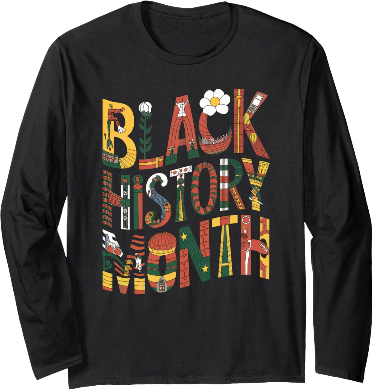 Black History Month Pride Long Sleeve T-Shirt - Adult Unisex Black