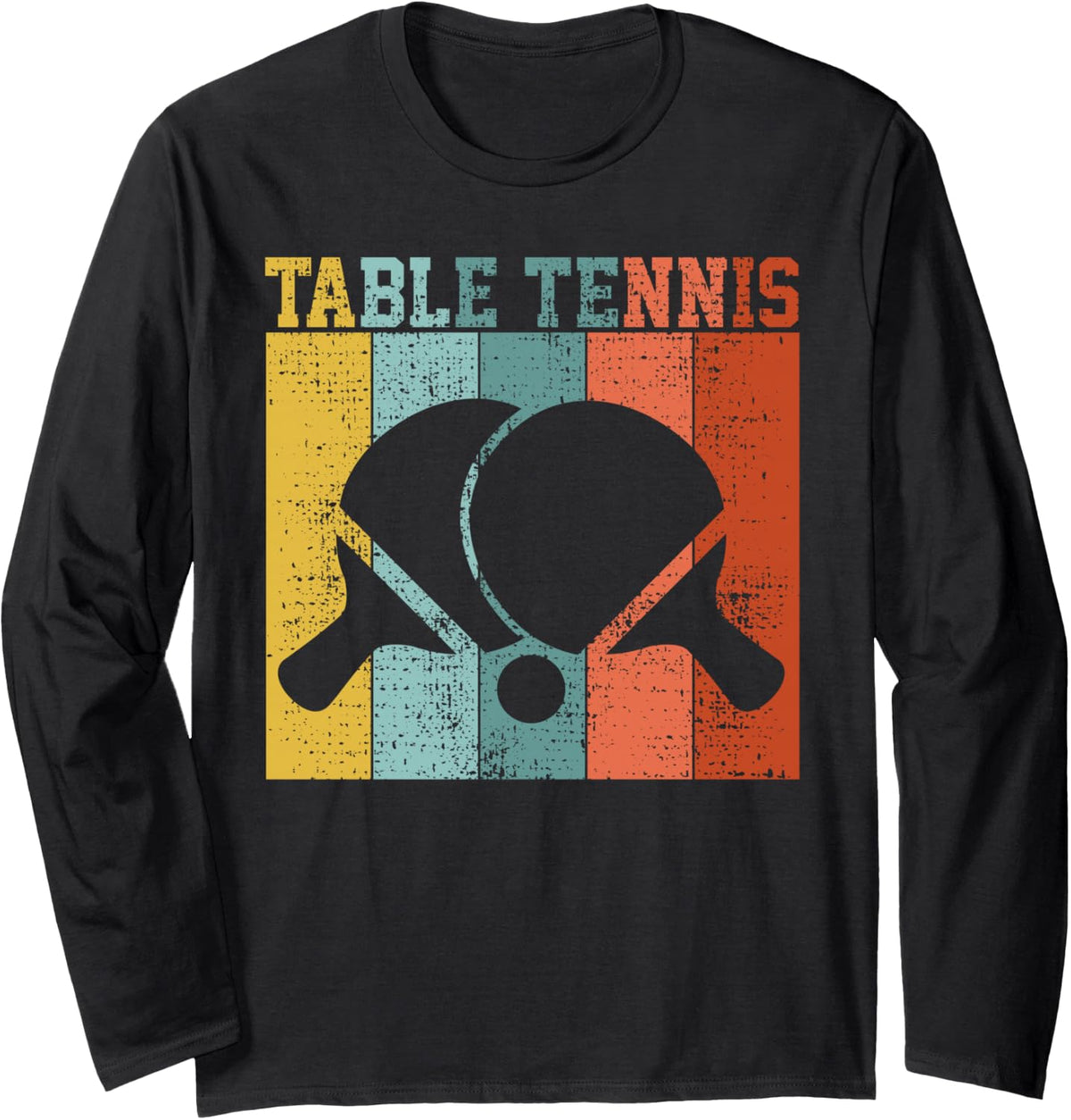 Retro Table Tennis Long Sleeve T-Shirt - Adult Unisex Black