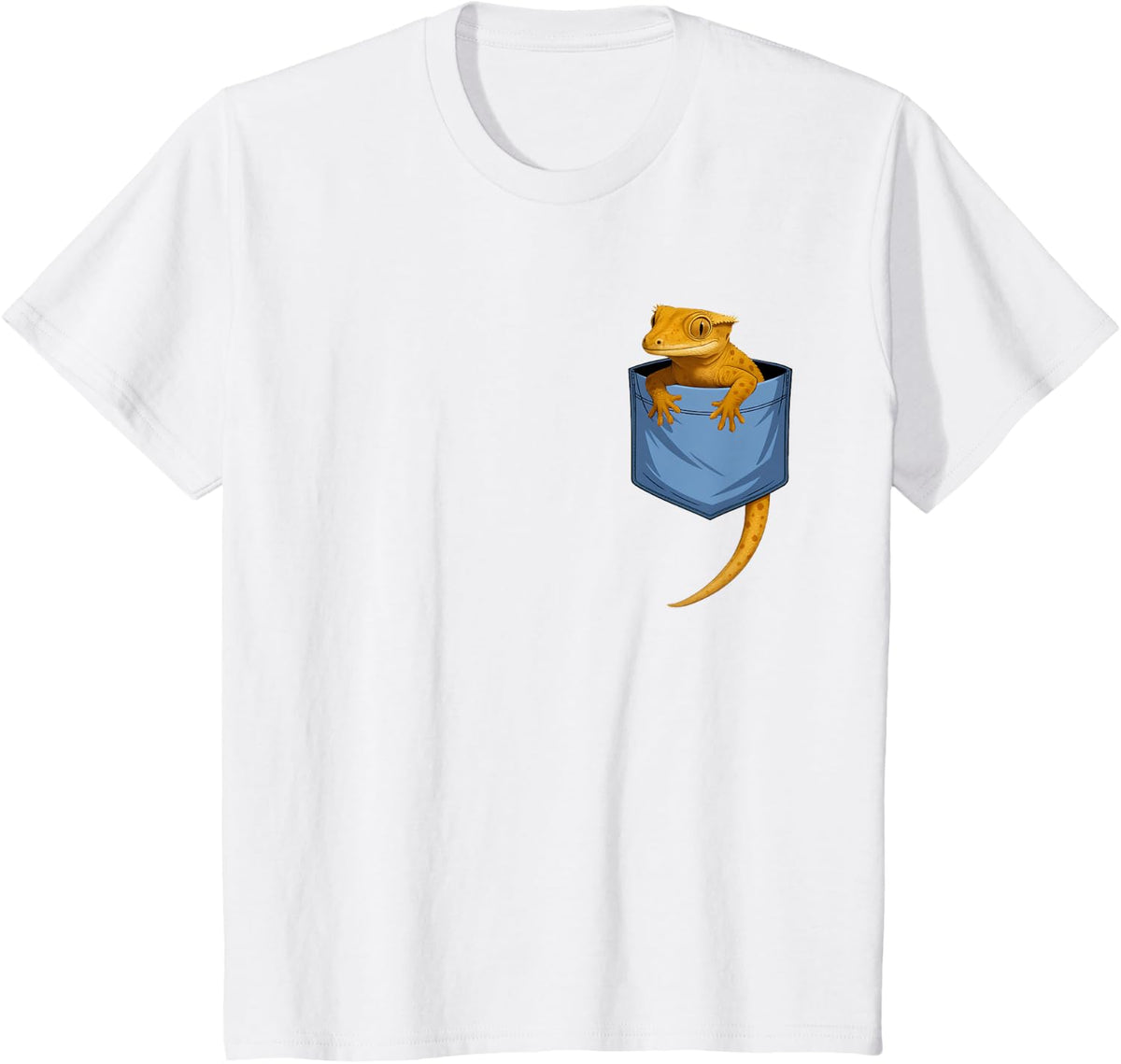 Cute Pocket Crested Gecko Lovers T-Shirt - White