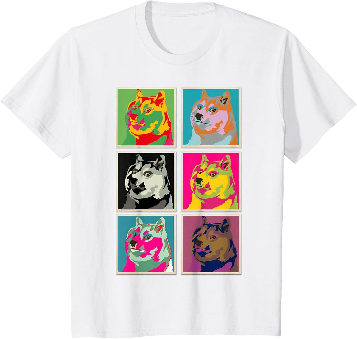 Doge design Warholdoge. Stylish colorful Pop Art dog T-Shirt - White