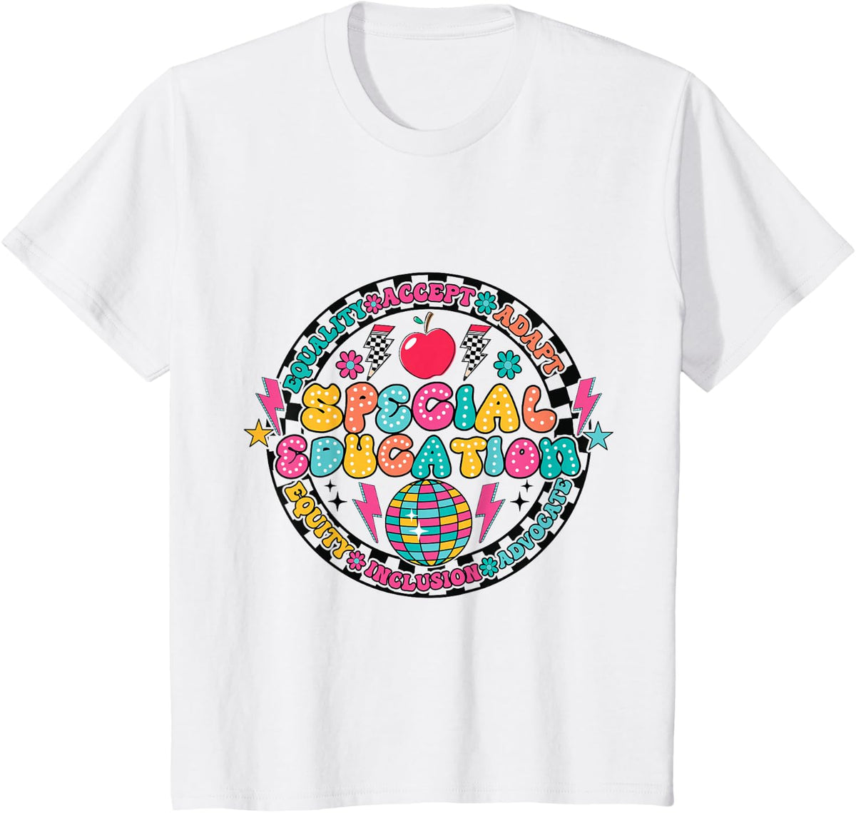 Retro Special Education Squad Groovy Dream Team Sped Teacher T-Shirt - White