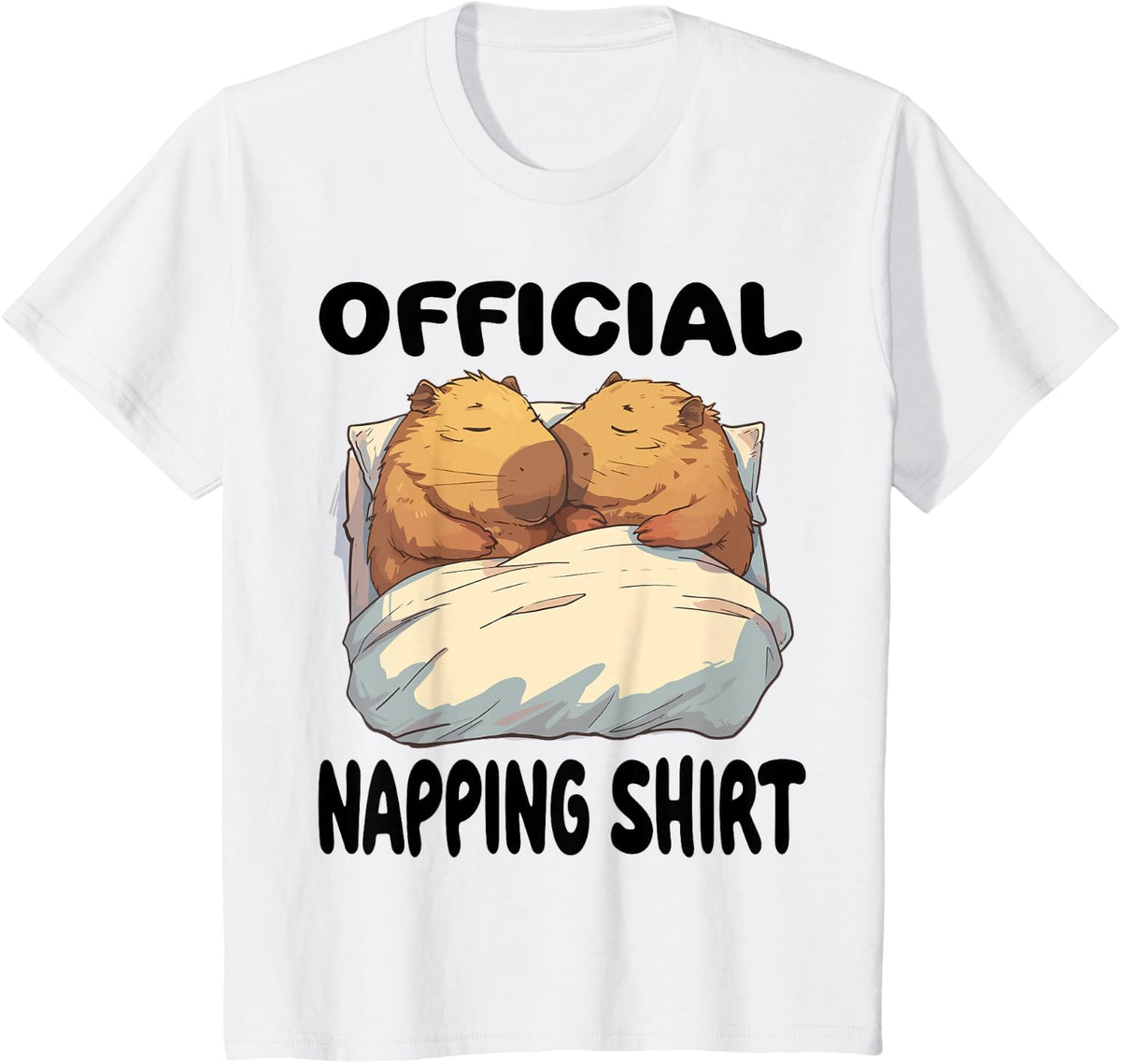 Capybara Official Napping shirt Pajamas Nightgown T-Shirt - White