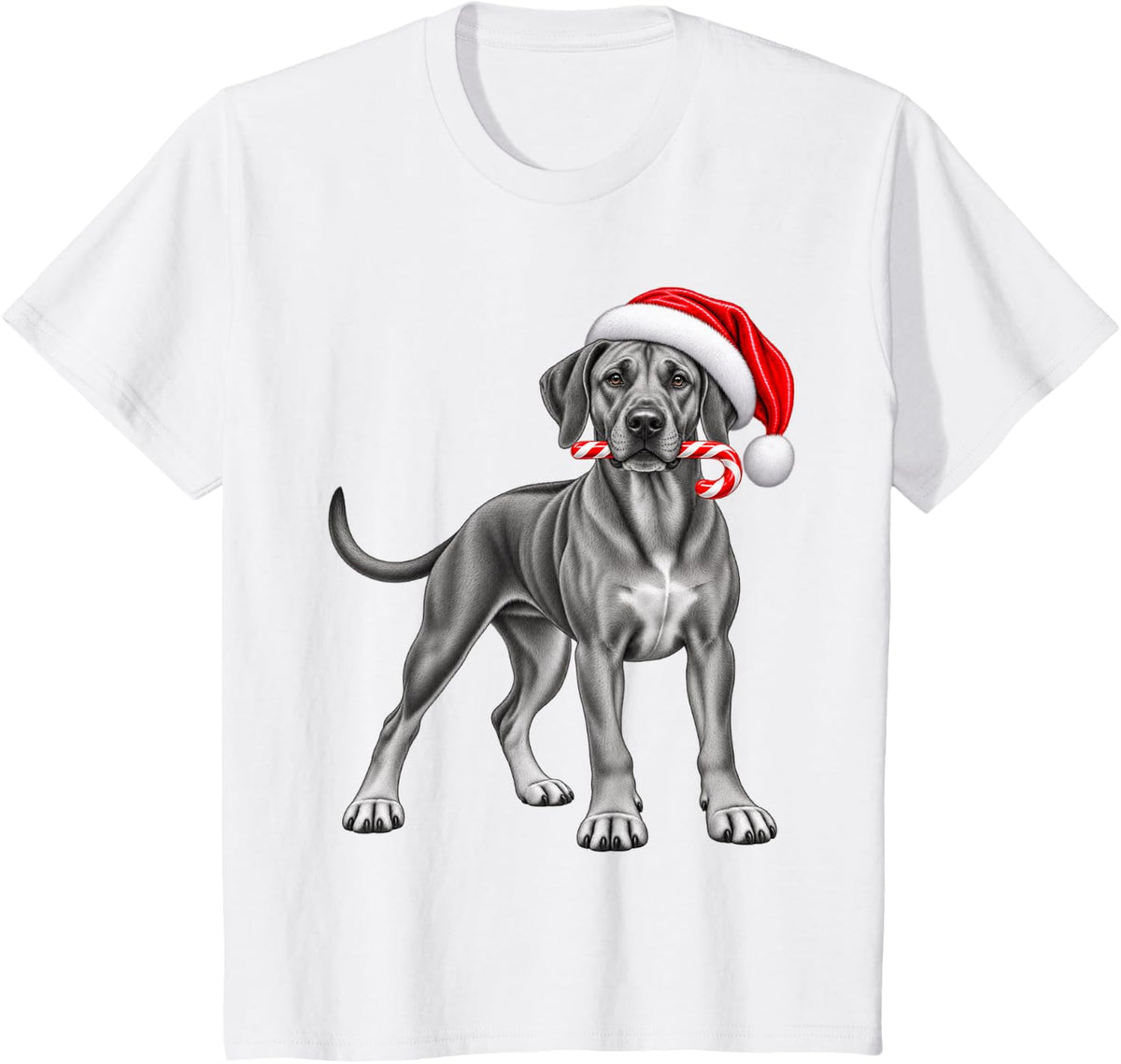 Rhodesian Ridgeback Christmas Santa Hat Candy Cane Xmas Dog T-Shirt - White