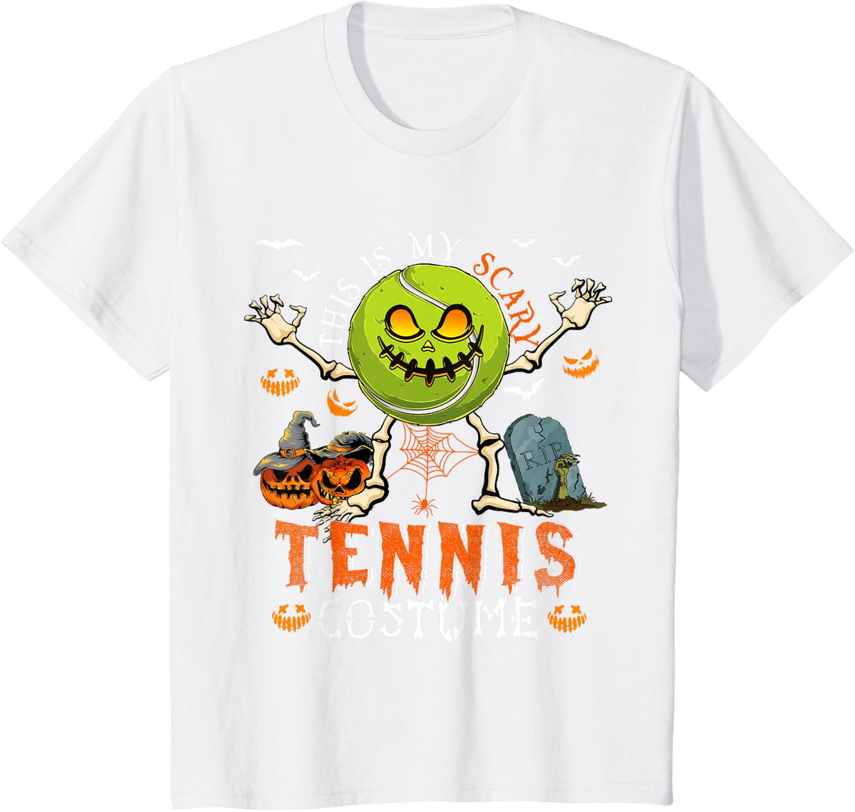 This is My Scary Tennis Costume Halloween Skeleton Lover T-Shirt - White