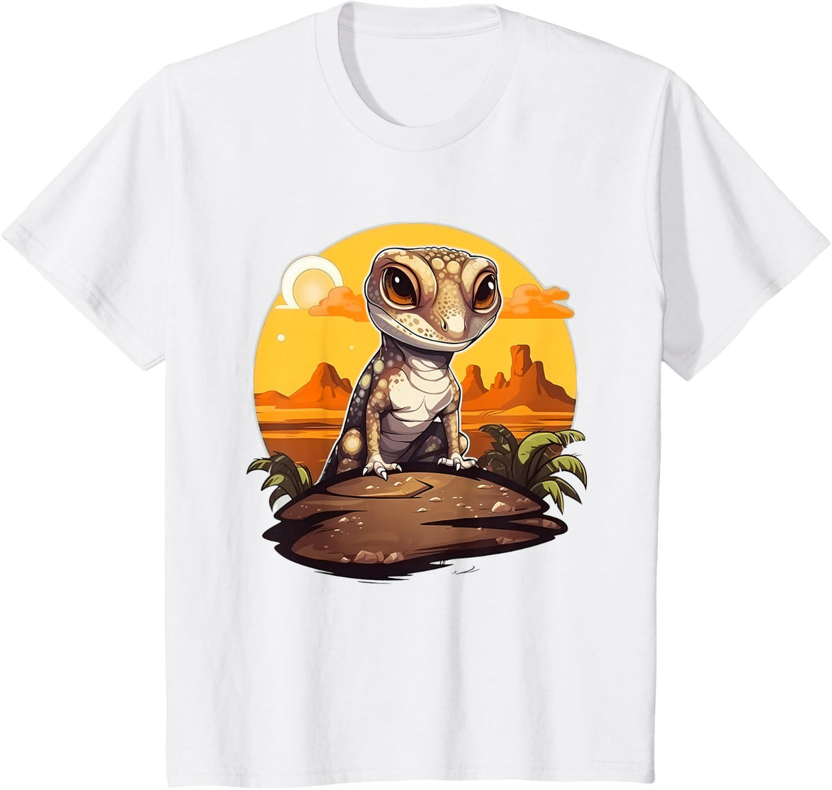 Retro Style African Fat-tailed Gecko T-Shirt - White