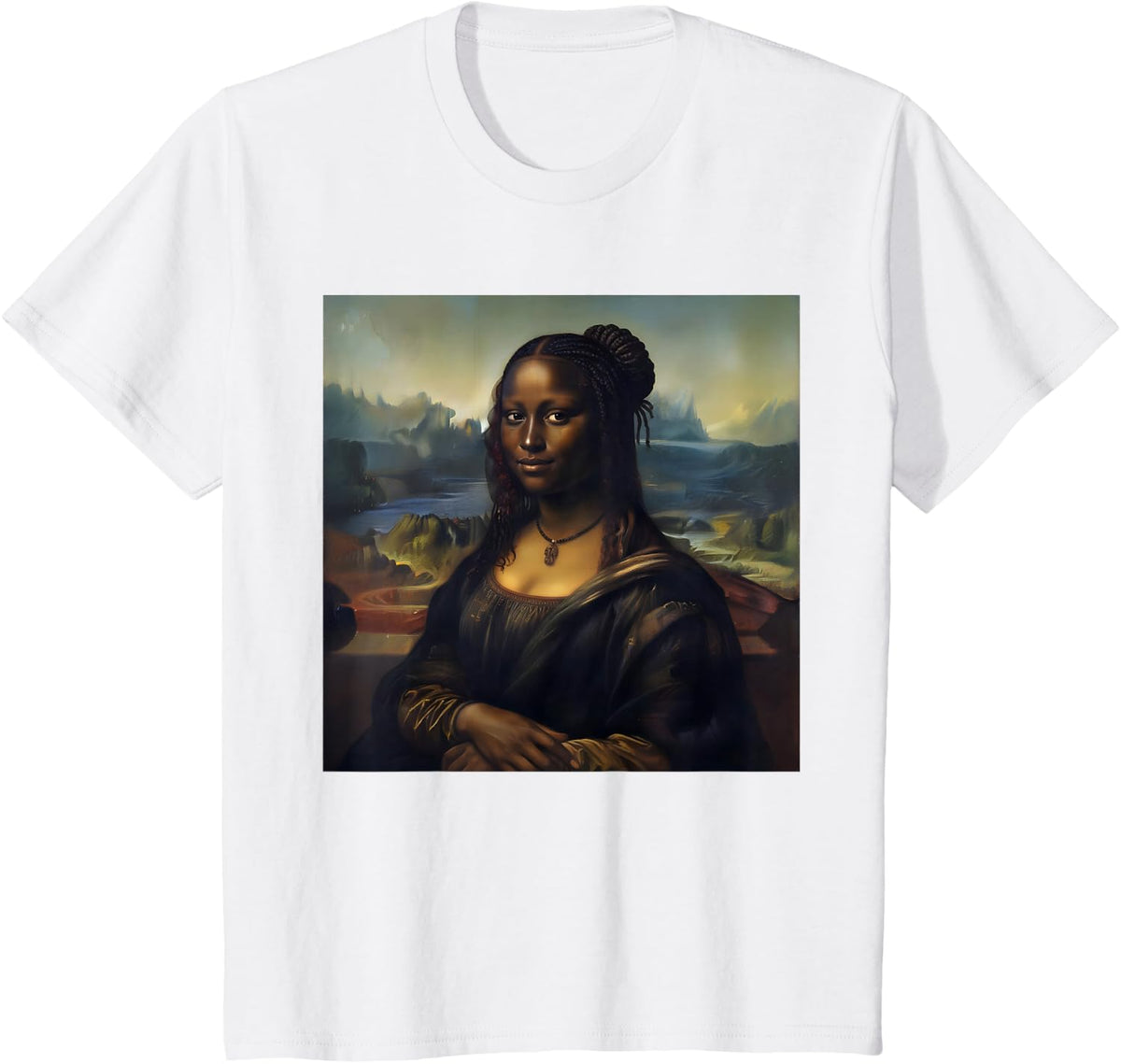 Black Mona Lisa African American Black History Month T-Shirt - White