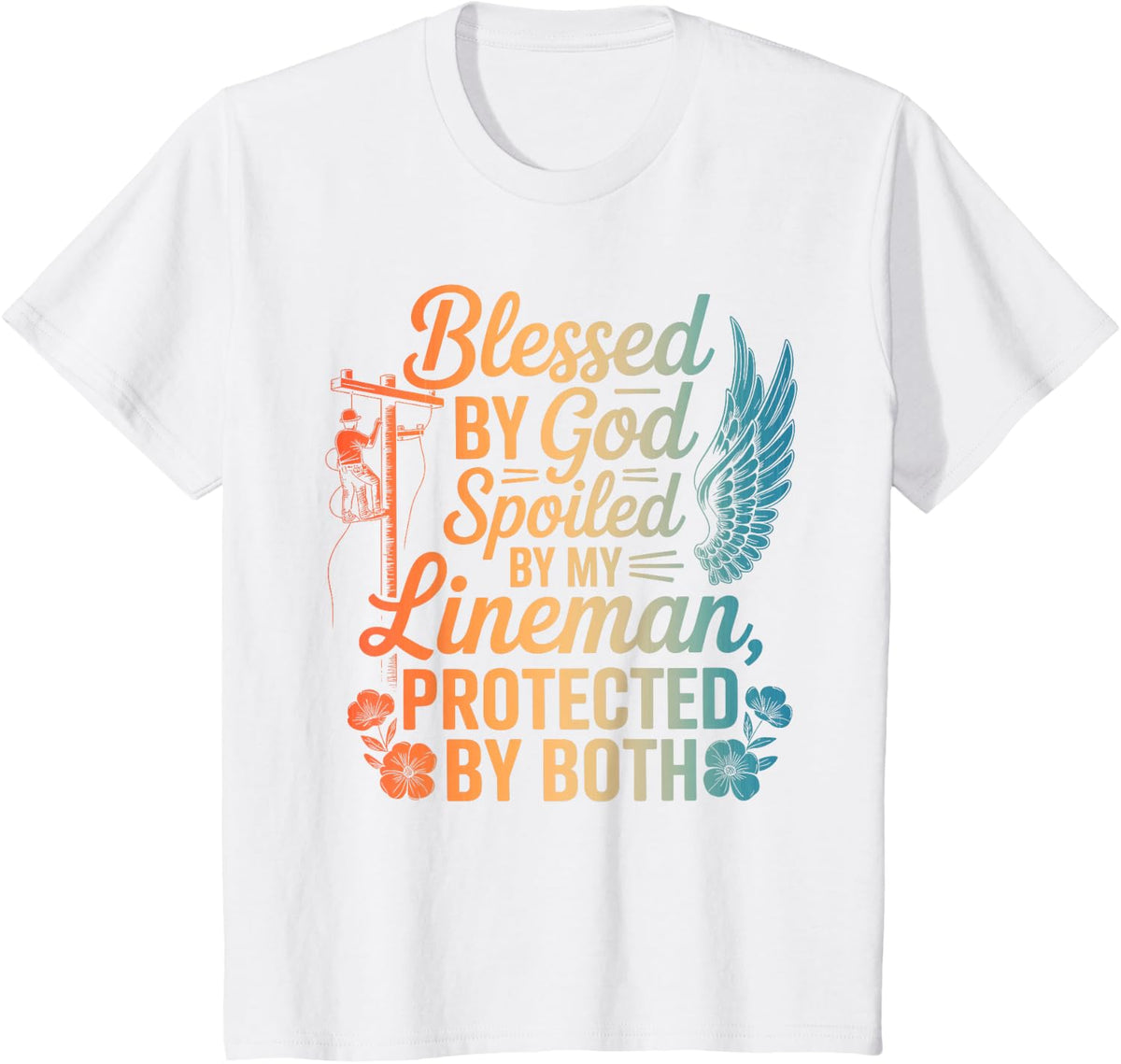 Funny Lineman Wife Art for Women Girls Lineman Wife Linelife T-Shirt - White