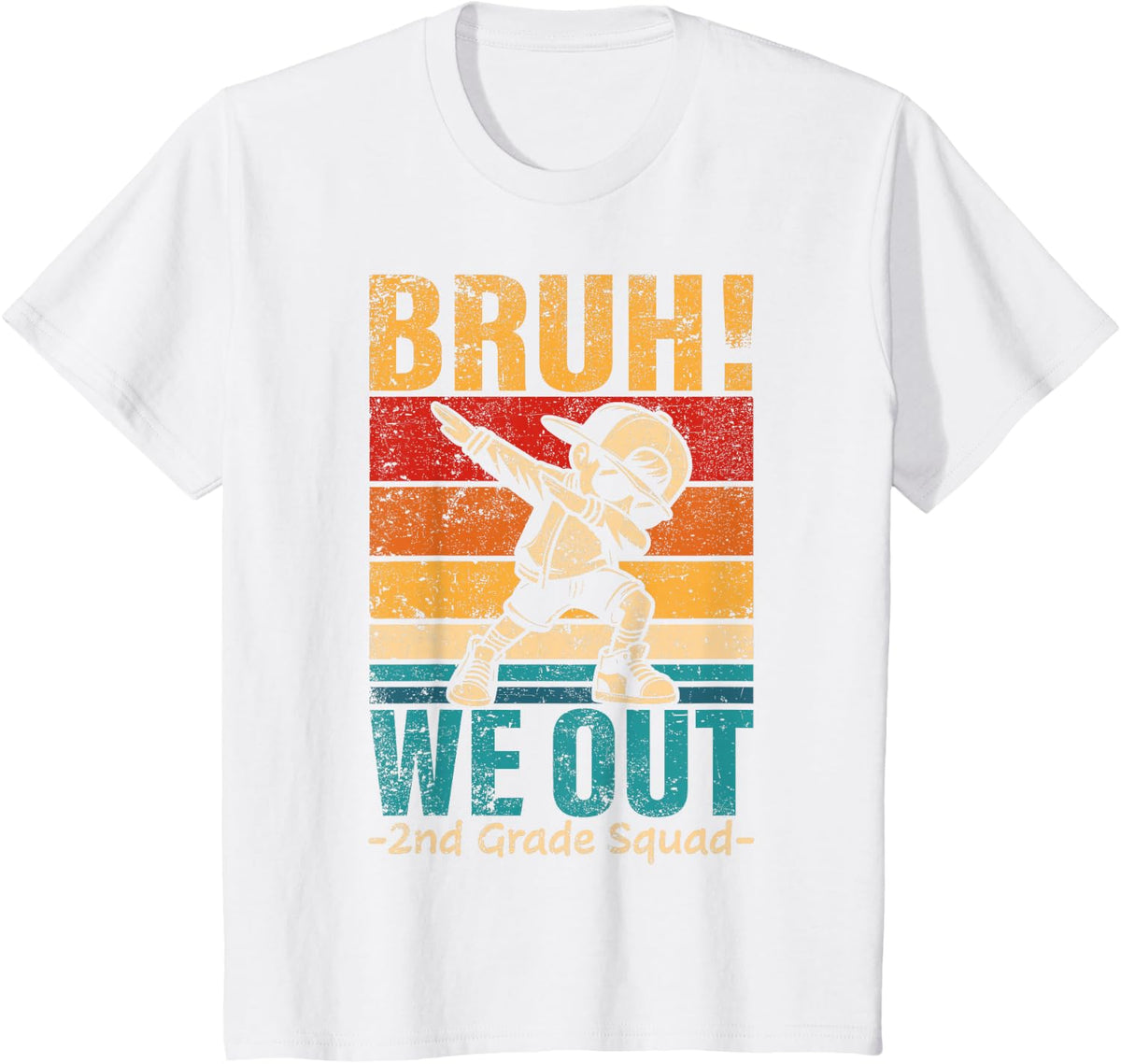 Second Grade Dabbing Boy Bruh We Out 2nd Grade Squad Student T-Shirt - White