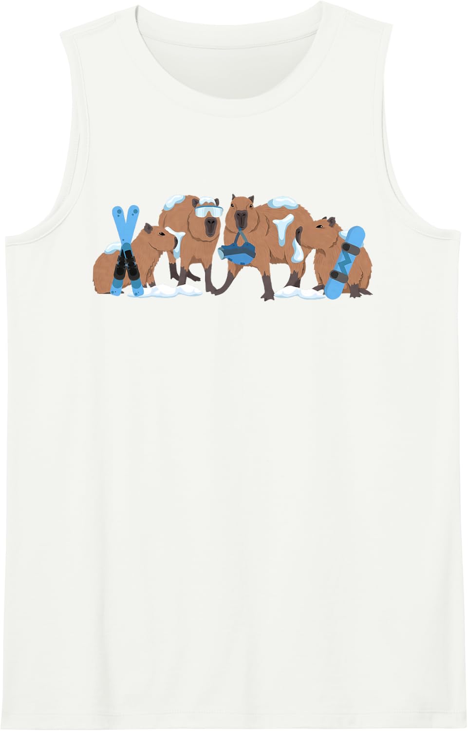 Capybara Skiing Cute Capy Snowboard Winter Capybara Lover Sleeveless Tank Top - White