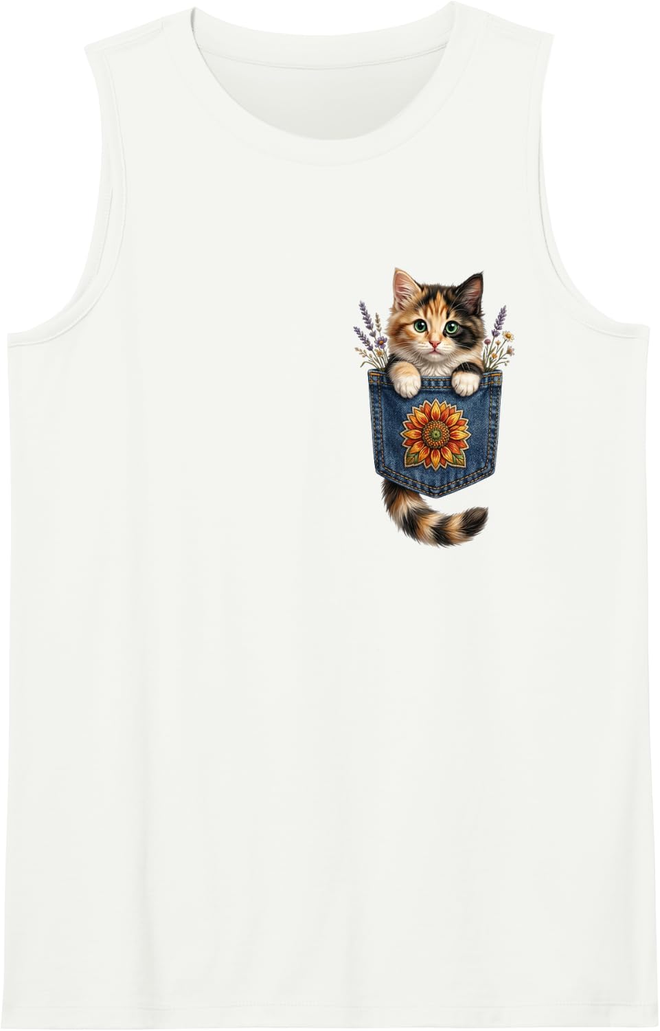 Cute Cat Pocket Funny Cat Mom Cat Dad Cat Lover Kitten Tank Top - White