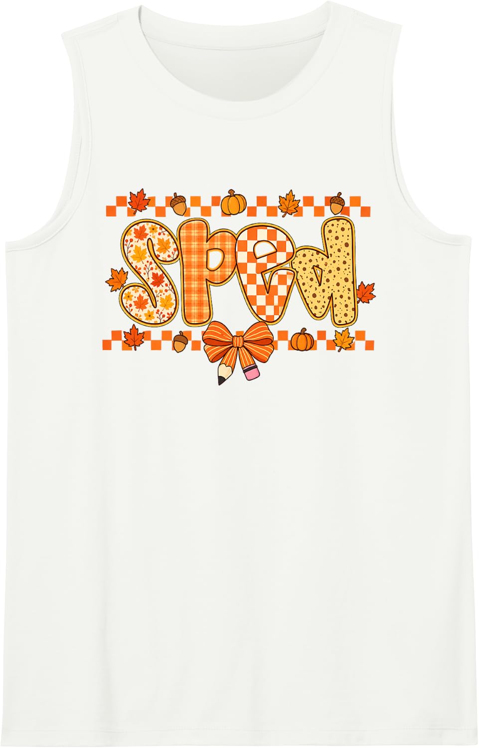 SPED Teacher Coquette Bow Fall Autumn Special Education Life Sleeveless Tank Top - White