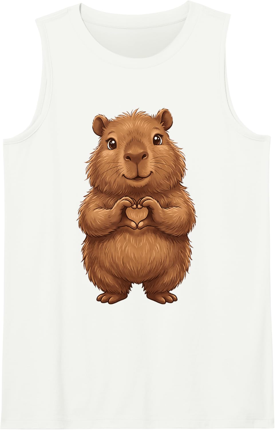 Capybara Heart Sleeveless Tank Top - White