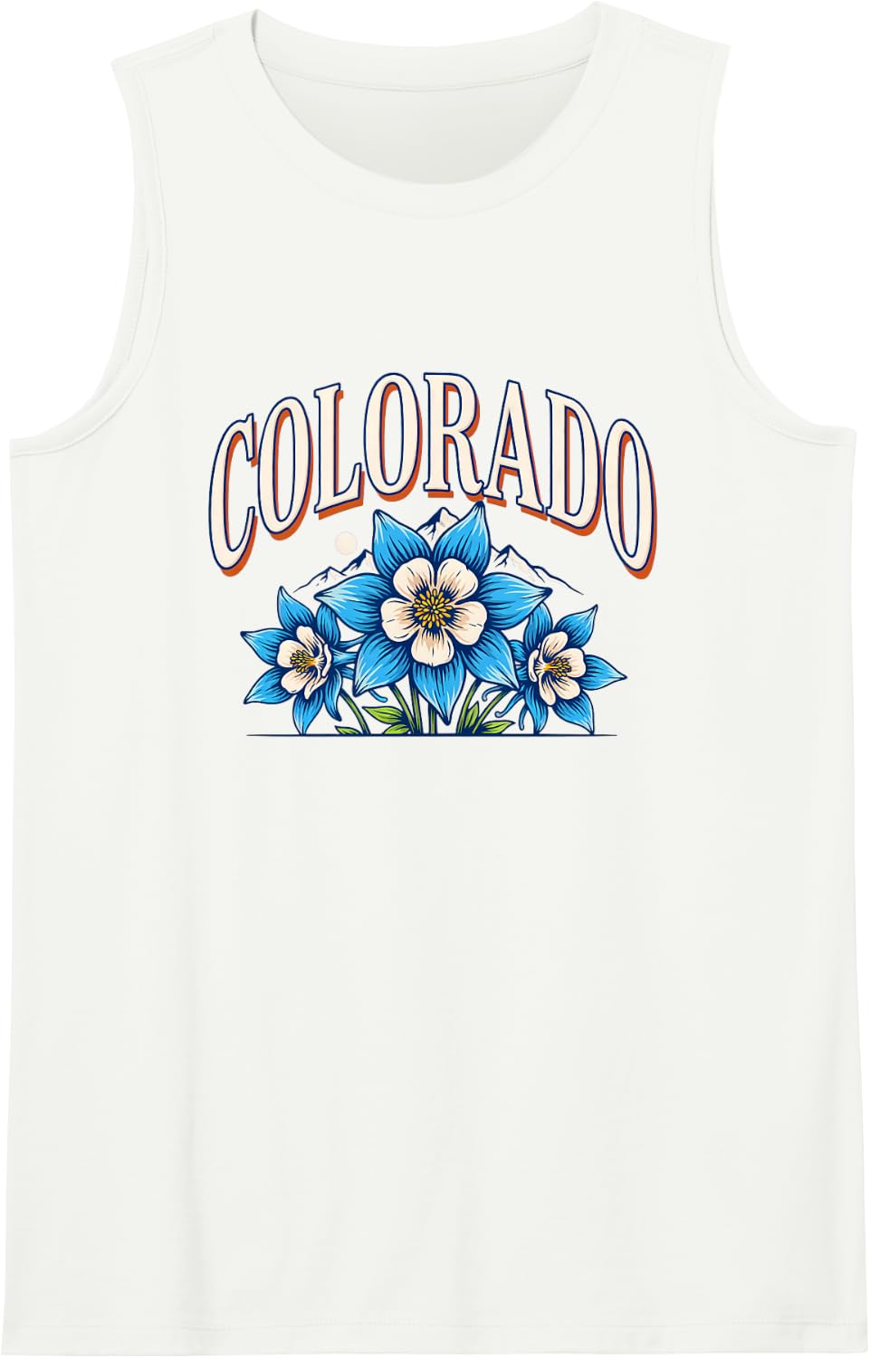 Colorado Columbine Wildflower State Blossom Mountain Bloom Sleeveless Tank Top - White