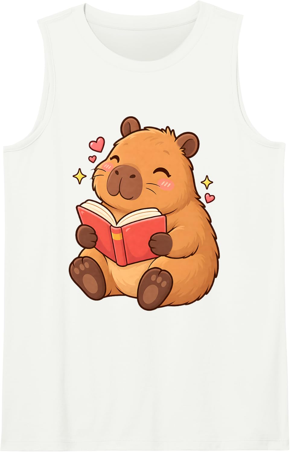 Capybara Book Lover Librarian Reading Library Readers Kawaii Sleeveless Tank Top - White