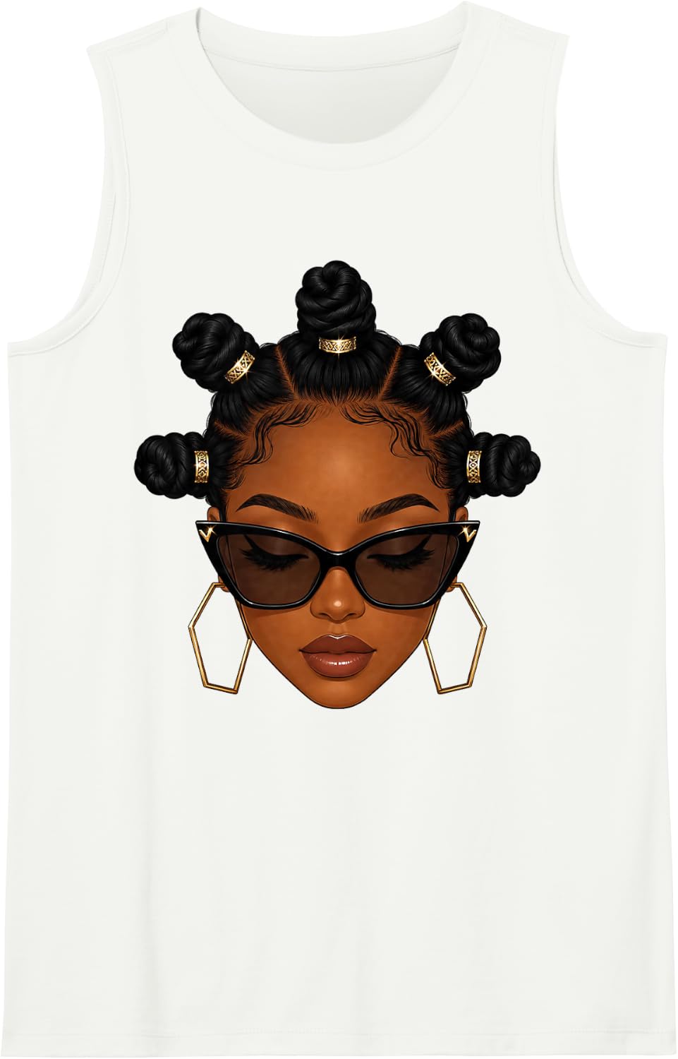 Afro Black Women Melanin Queen Black Pride African Culture Sleeveless Tank Top - White