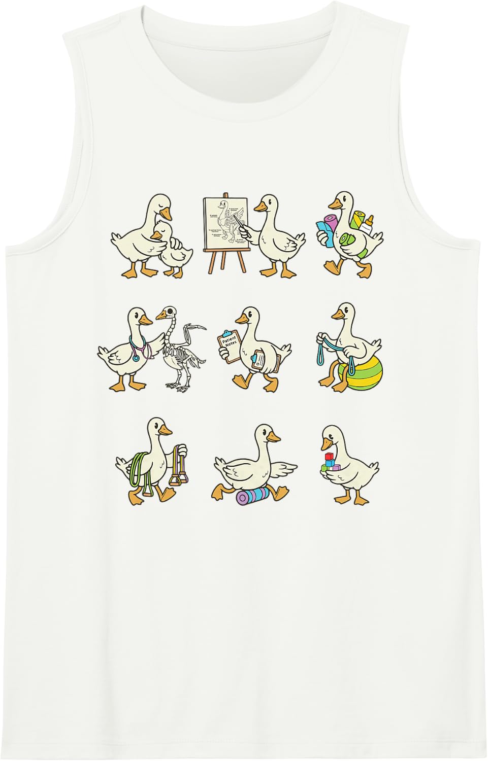 Physical Therapy Silly Therapist Goose Funny PT PTA Rehab Tank Top - White
