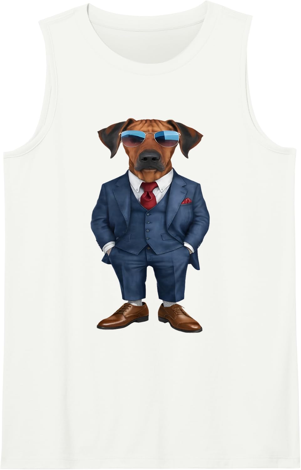 Men Woman Rhodesian Ridgeback Suit Rhodesian Ridgeback Sleeveless Tank Top - White