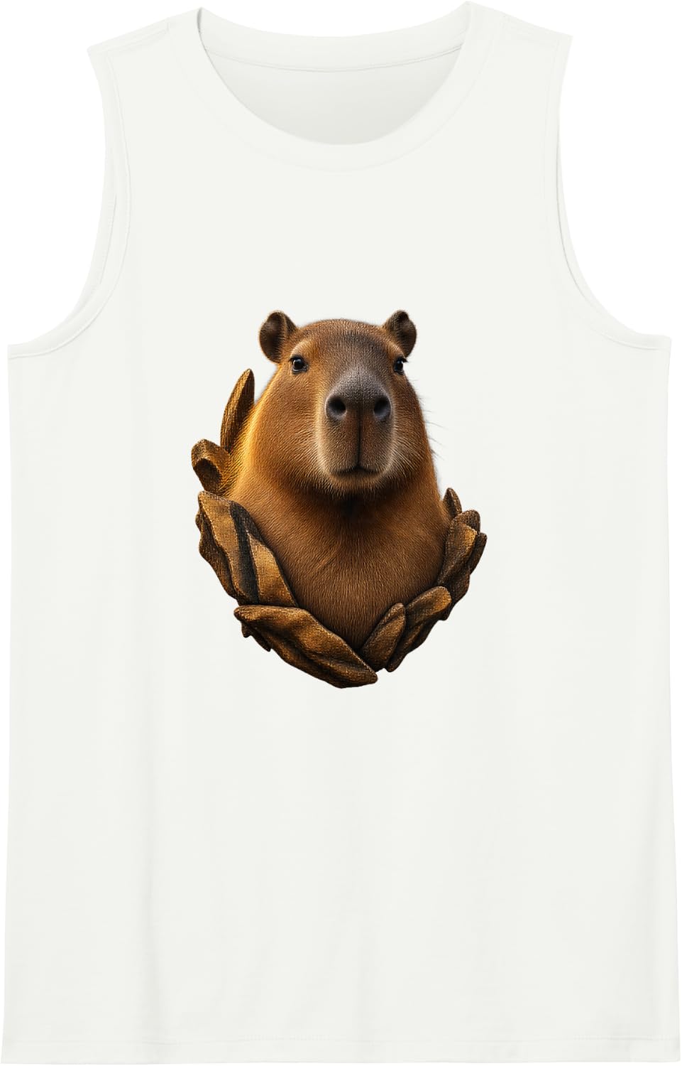 Capybara with Warm Desert Shards Sleeveless Tank Top - White