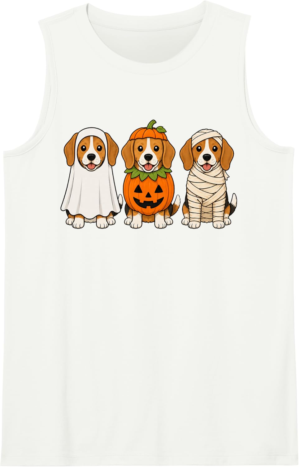 Spooky Beagle Pumpkin Ghost Halloween Dog Lover Tank Top - White