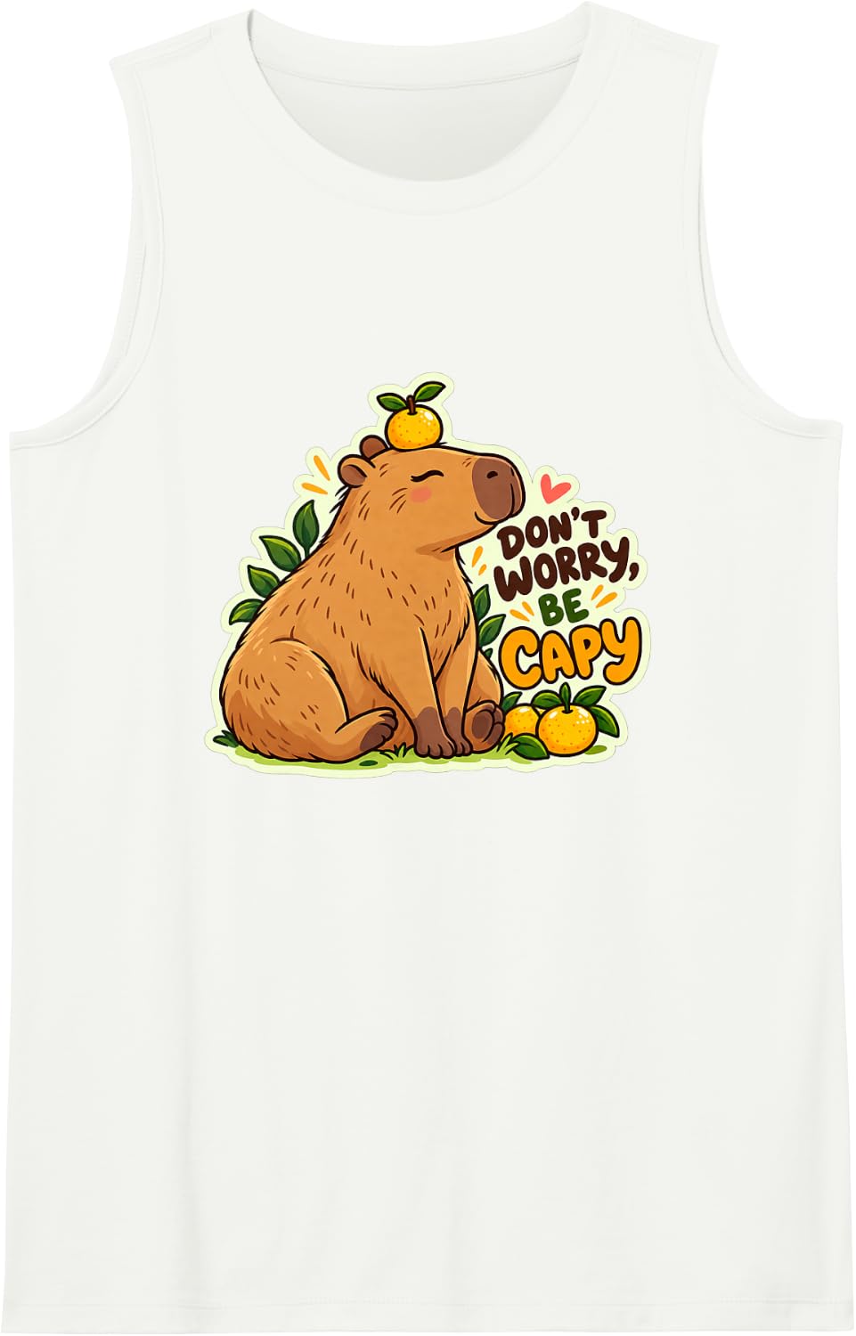 Capybara Don't Worry be capy Cute and chill Capybara Sleeveless Tank Top - White