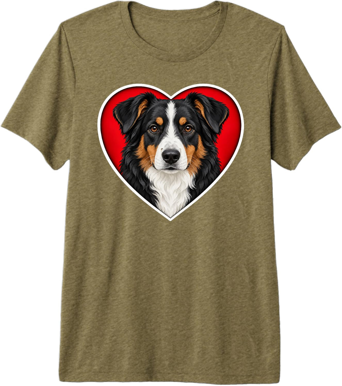 Tricolor English Shepherd Heart Premium Tri-Blend T-Shirt - Olive Green